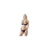 Soutien-gorge sexy demi-seins en satin avec chainette et string 